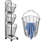 Removable 3 Tier Metal Rolling Laundry Basket Cart,Large Capacity Wire Basket Laundry Hamper with Wheels, Laundry Butler for Bathroom Bedroom Laundry Room, Black
