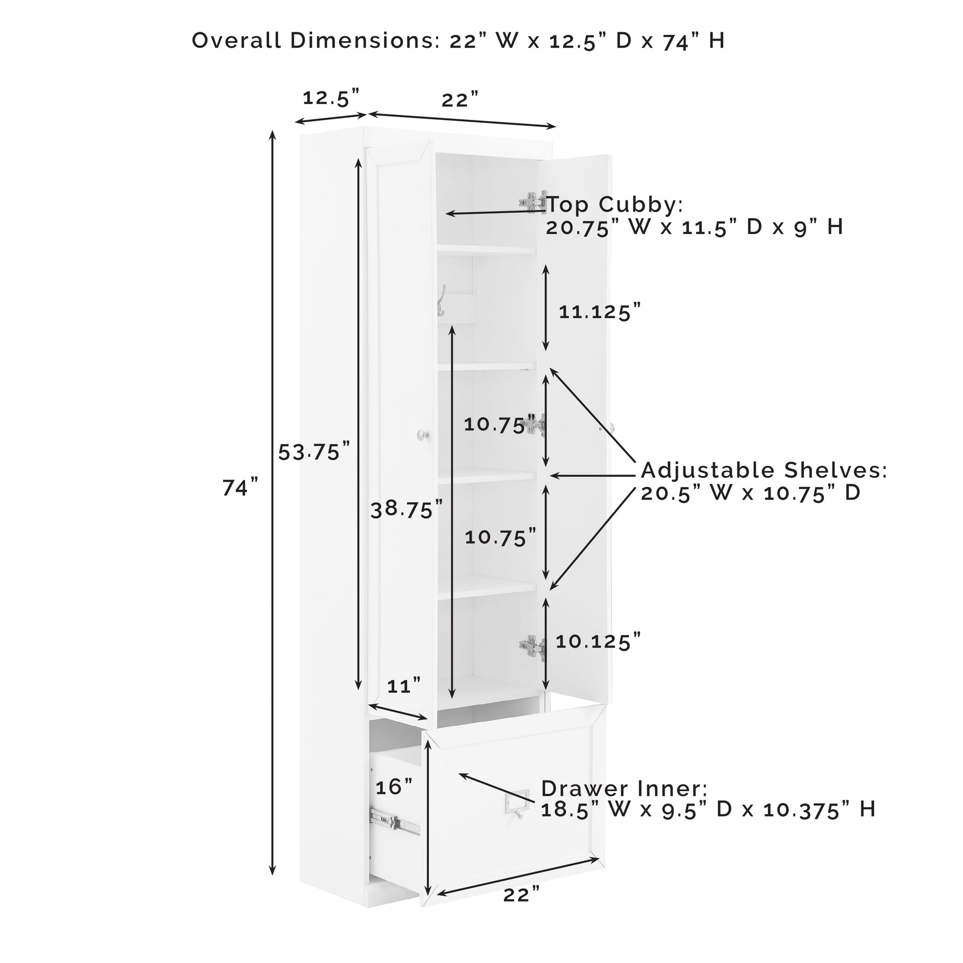 Harper Modern Wood/Metal Pantry Closet in Gray