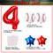 5 Pcs Baseball Balloons Set - Includes Baseball Foil Balloons, Number4 Balloon, Blue Red Star Balloons, Baseball Stickers for Baseball Party Supplies