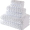 100% Turkish Cotton Jacquard Luxury Quick Dry Non-Gmo Ultra-Soft, Plush and Absorbent Luxury Durable Turkish Towels Set (White, 6 Pcs)