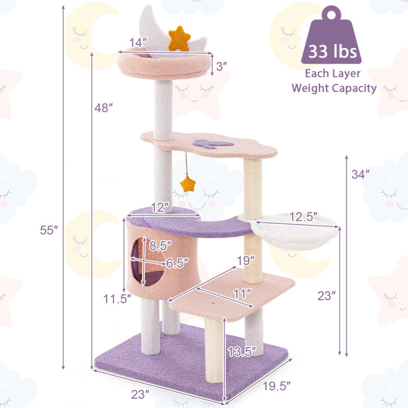 Multi-Level Cat Tower with Sisal Covered Scratching Posts for Small Cats