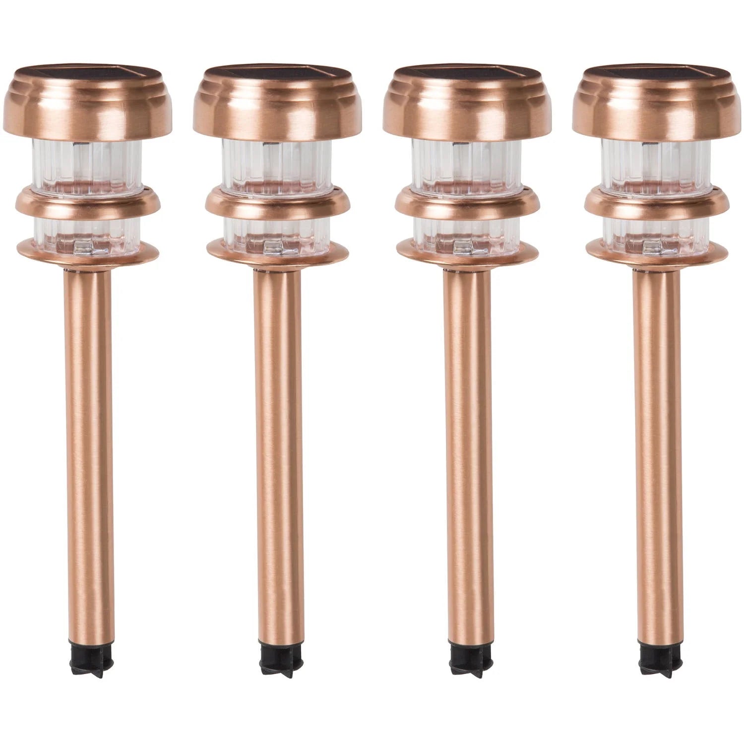 Solar Powered Lights (Set of 4)- LED Outdoor Stake Spotlight Fixture for Gardens, Pathways, and Patios by -Copper