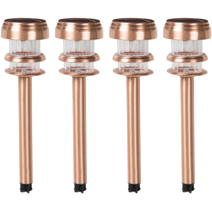 Solar Powered Lights (Set of 4)- LED Outdoor Stake Spotlight Fixture for Gardens, Pathways, and Patios by -Copper