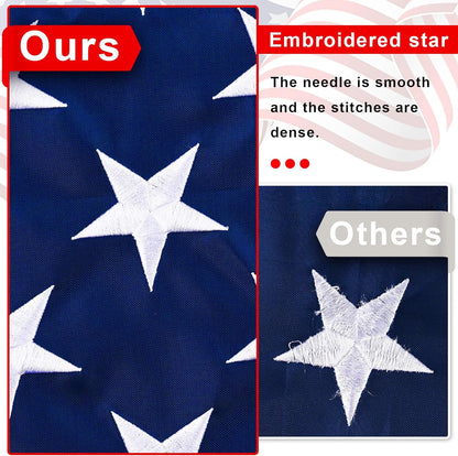 American Flag 8X12 Outdoor - Nylon US Flags with Embroidered Stars, Stitched Stripes and Brass Grommets