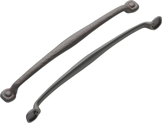 Solid Core Kitchen Cabinet Pulls, Luxury Cabinet Handles, Hardware for Doors & Dresser Drawers, 18 Inch Hole Center, Rustic Iron, Refined Rustic Collection