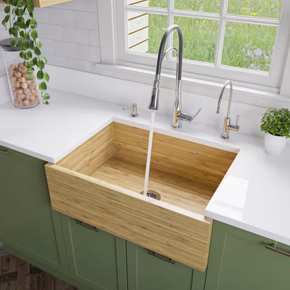 Farmhouse/Apron-Front Bamboo 30 In. Single Bowl Kitchen Sink