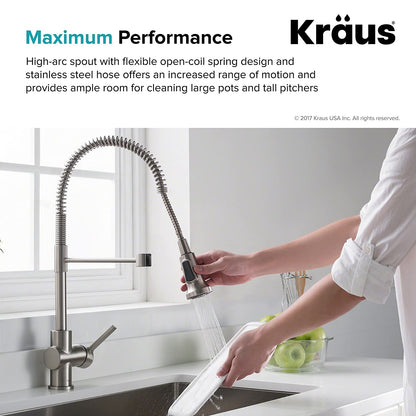 Britt Commercial Style Spot Free Stainless Steel Pre-Rinse Kitchen Faucet with Deck Plate, KPF-1690SFS