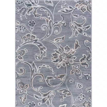 Madison Floral Gray 6 Ft. round Indoor Area Rug
