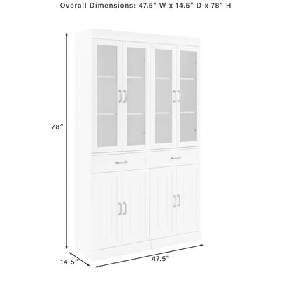 Stanton Wood Pantry with Glass Door in White (Set of 2)