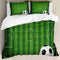 Sports Duvet Cover Set, Green Grass Field Soccer Playground with the Ball Scheme Stripes Strategy, Decorative 3 Piece Bedding Set with 2 Pillow Shams, King Size, Green Black White
