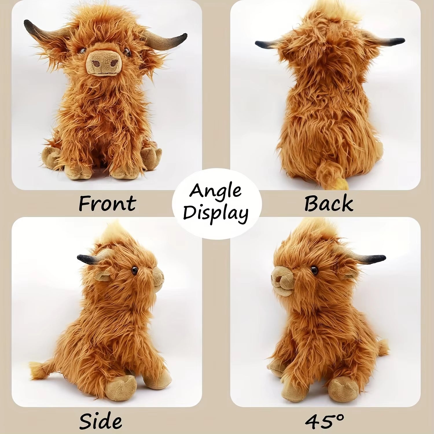 25Cm Simulation Highland Cow Plush Animal Doll Soft Stuffed Highland Cow Plush Toy Kawaii Kids Baby Gifts Toy Home Room Decor
