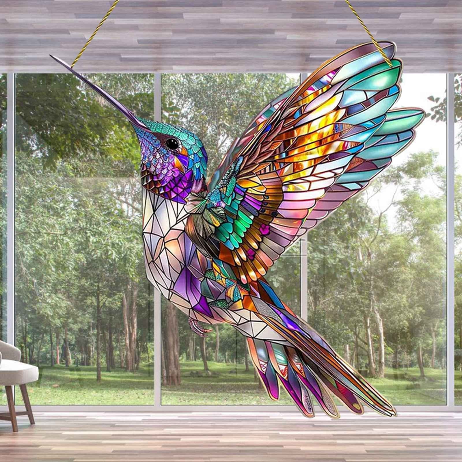 Red Cardinal Stained Glass Window Hanging,Cardinal Decor Handmade Art Craft Hanging Ornament for Window,Bird Suncatcher Home Decoration Memorial Gifts