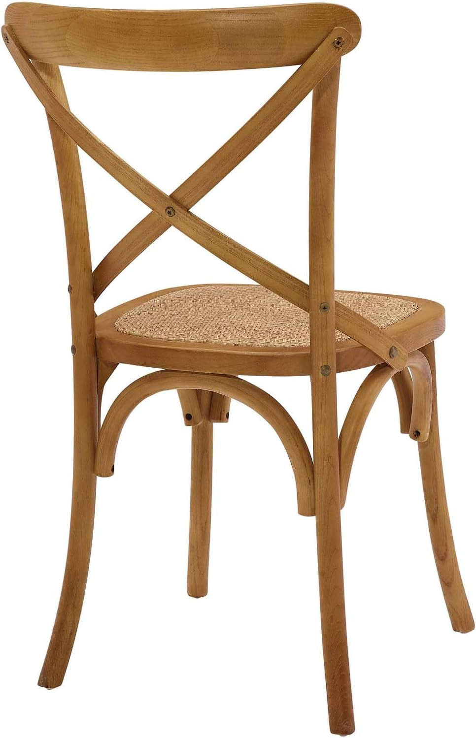 Gear Rustic Modern Farmhouse Elm Wood Rattan Two Dining Chairs in Walnut