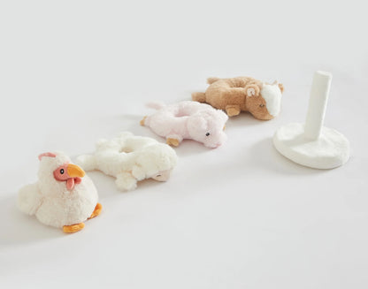 5-PC Stackable Plush Baby Farm Animals Rattle Set