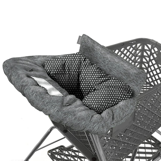 Summer 2-In-1 Full Coverage Cushy Shopping Cart Cover (Heather Gray) and High Chair Cover with Removable Seat Positioner, Strap, Phone Holder, and Toy Loops, Heather Gray and Black