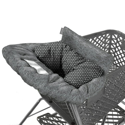 Summer 2-In-1 Full Coverage Cushy Shopping Cart Cover (Heather Gray) and High Chair Cover with Removable Seat Positioner, Strap, Phone Holder, and Toy Loops, Heather Gray and Black