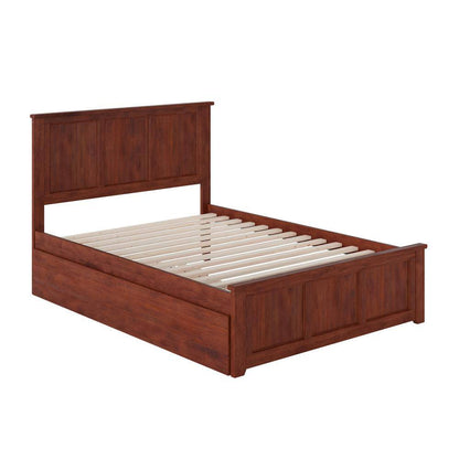 Madison Walnut Full Platform Bed with Matching Foot Board and Twin Size Urban Trundle Bed