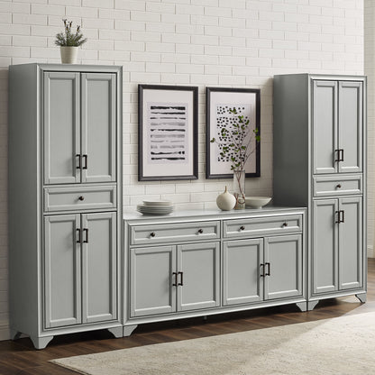 Tara 3-Piece Modern Farmhouse Sideboard Buffet Cabinet and Kitchen Storage Pantry Set