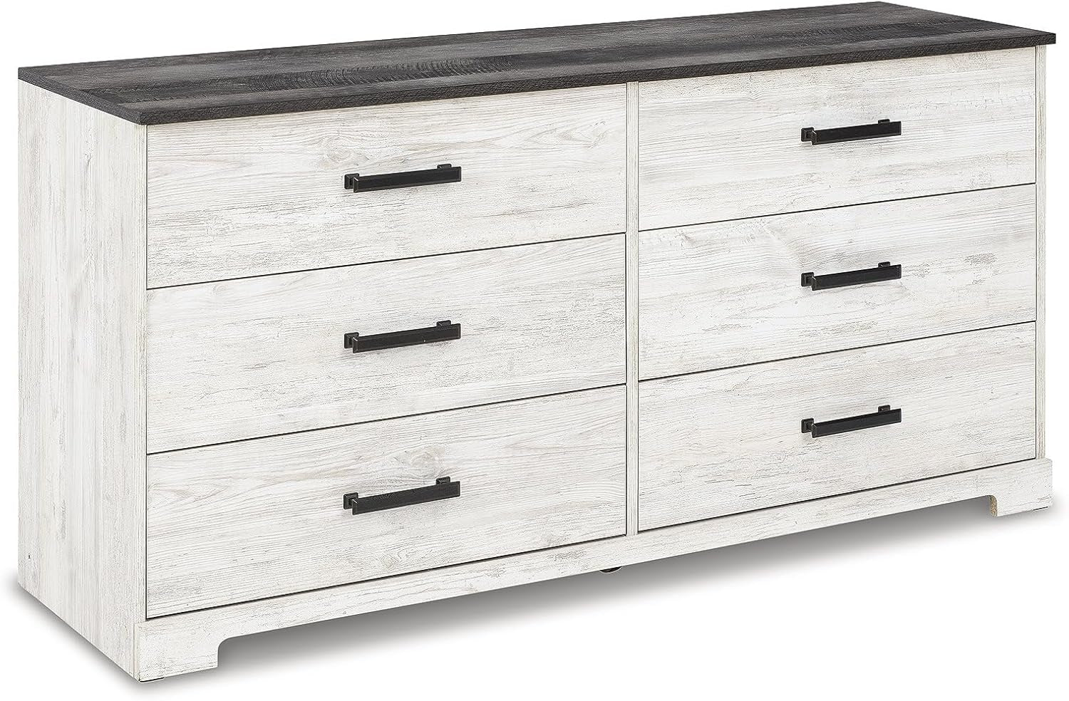 Shawburn Modern Farmhouse 6 Drawer Dresser, Two Tone White & Dark Gray