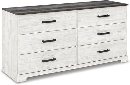 Shawburn Modern Farmhouse 6 Drawer Dresser, Two Tone White & Dark Gray
