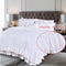 White Ruffled Shabby Comforter Set King,Boho Chic Farmhouse Bedding down Comforter Fluffy Cozy,Ultra Soft Washed Microfiber Inner Fill Bedding All Season 3 Piece Set with Ruffle Pillow Shams