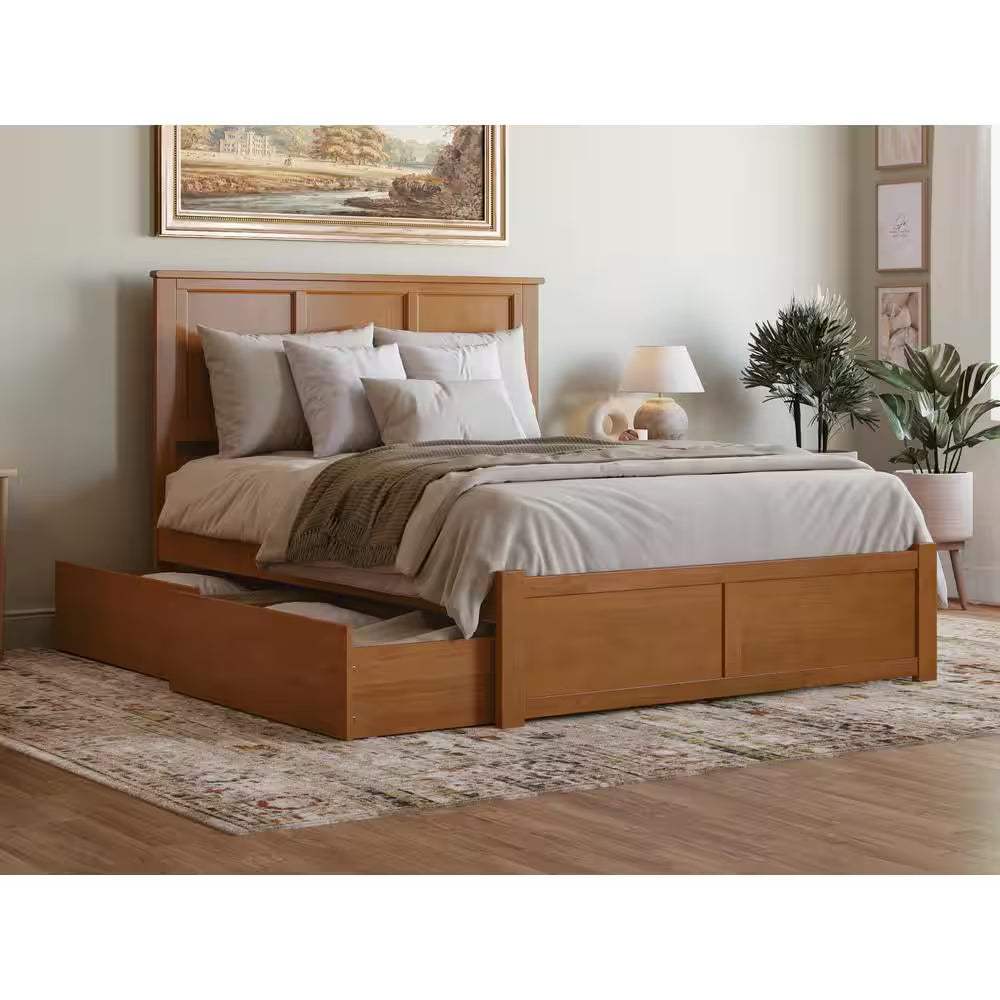 Madison Full Platform Bed with Flat Panel Foot Board and 2-Urban Bed Drawers in Espresso