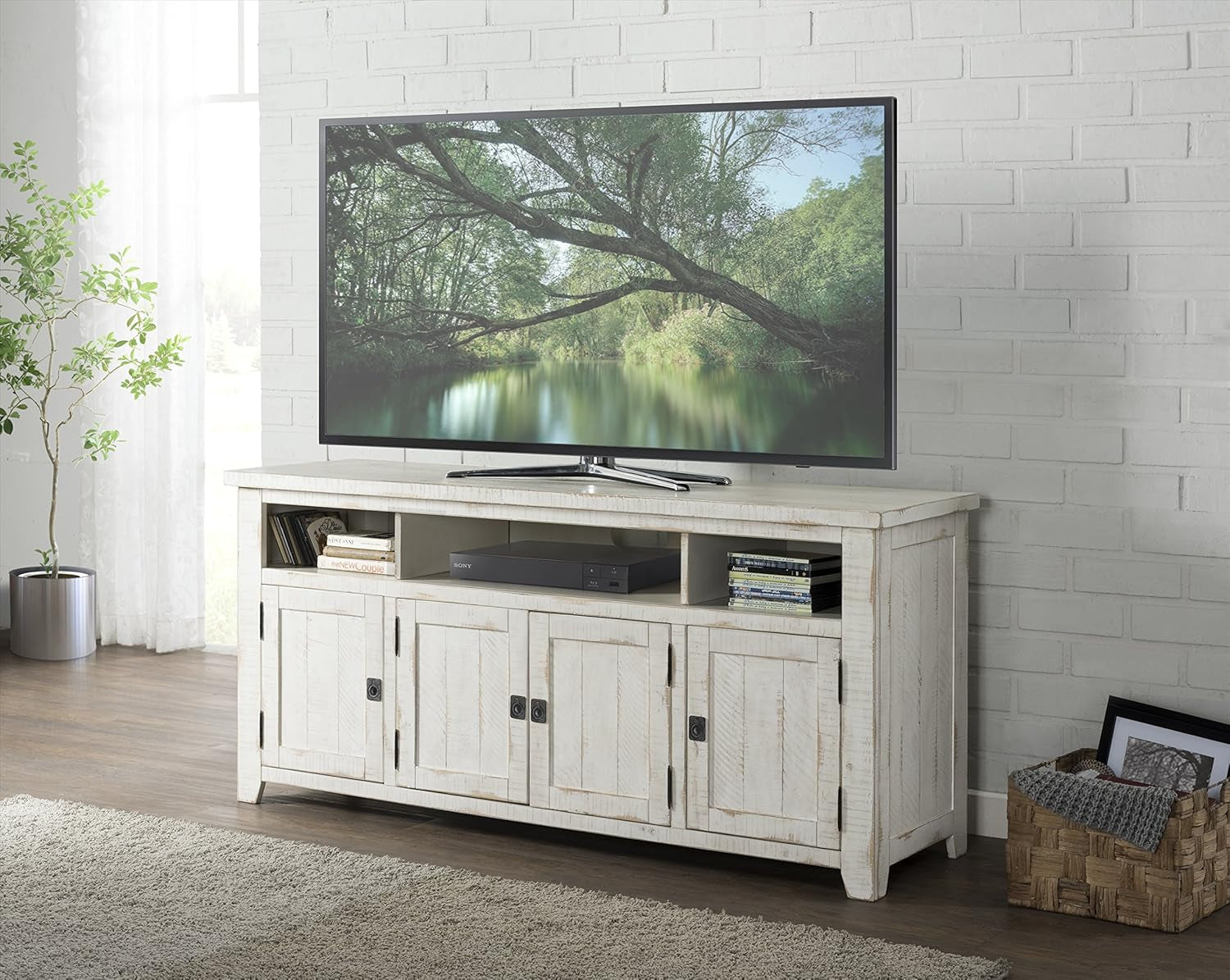 Nantucket 65" TV Stand, Antique White