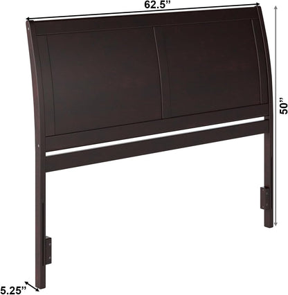 AFI Portland Queen Wood Sleigh Headboard with USB Charging Station in Espresso
