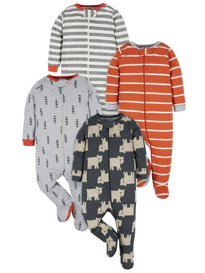 Brand Baby Boy Sleep 'N Plays Footed Pajamas, 4-Pack, Newborn - 6/9M
