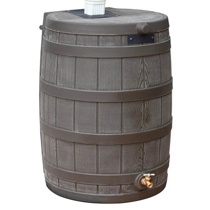 RW50 Rain Wizard 50Gal Plastic Rain Barrel Water Collector, Oak