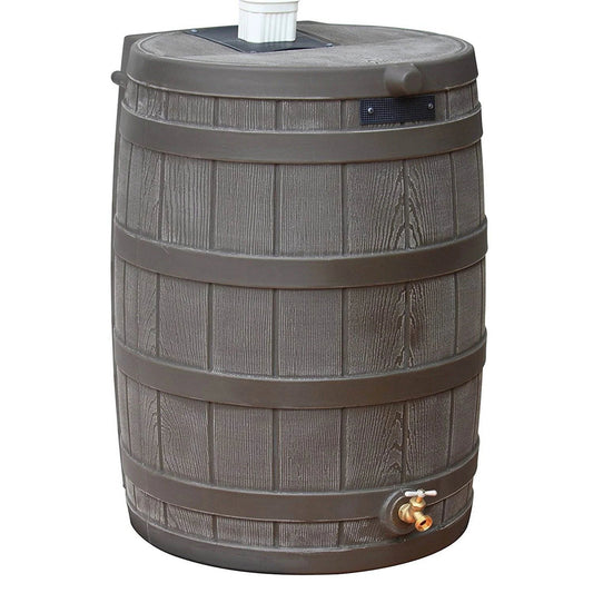 RW50 Rain Wizard 50Gal Plastic Rain Barrel Water Collector, Oak
