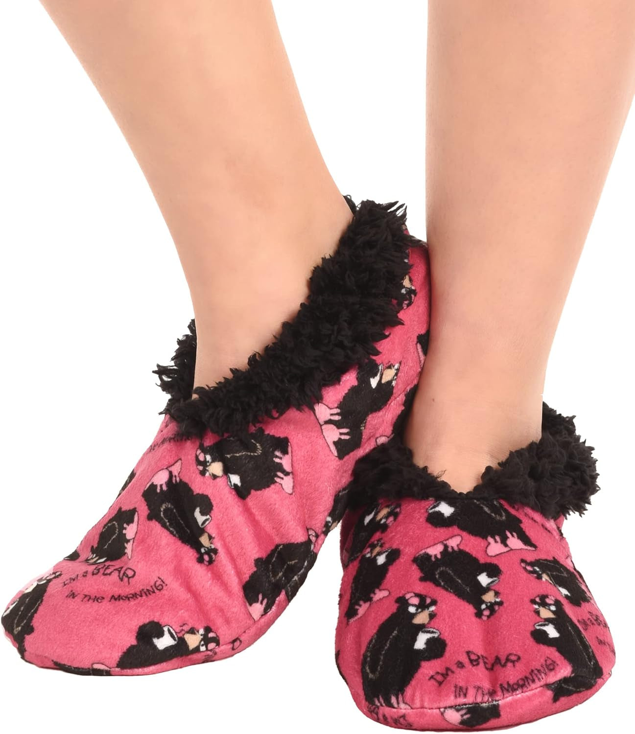 Womens Plush Lined Slippers by Lazyone Comfy Animal Fuzzy Feet Bear in the Morning Large/X-Large