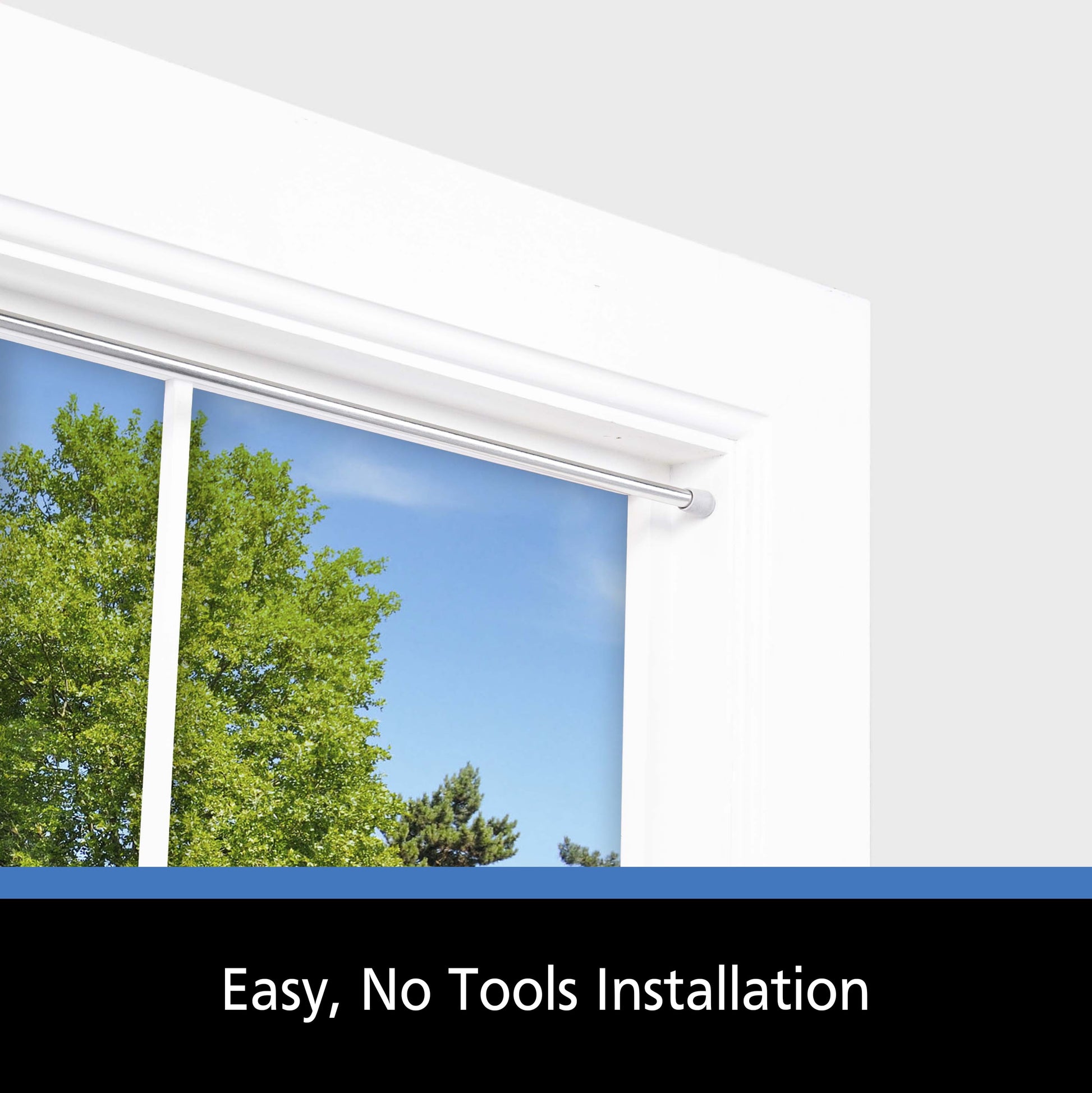 28-48 In. Adjustable Spring Tension Curtain Rod, 7/16 In. Diameter Steel Tube, Chrome Finish