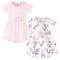 Baby and Toddler Girl Organic Cotton Short-Sleeve Dresses 2Pk, Wild Flowers, 3 Toddler