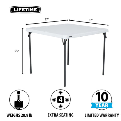 37 Inch Square Folding Table, Indoor/Outdoor Commercial Grade, White Granite (80783)