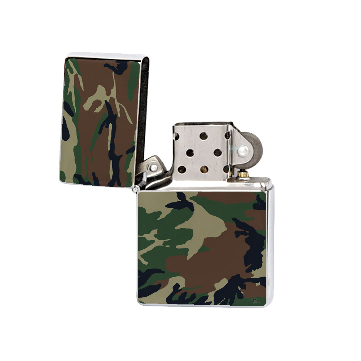 Silver Windproof Flip Top Lighter - Camouflage