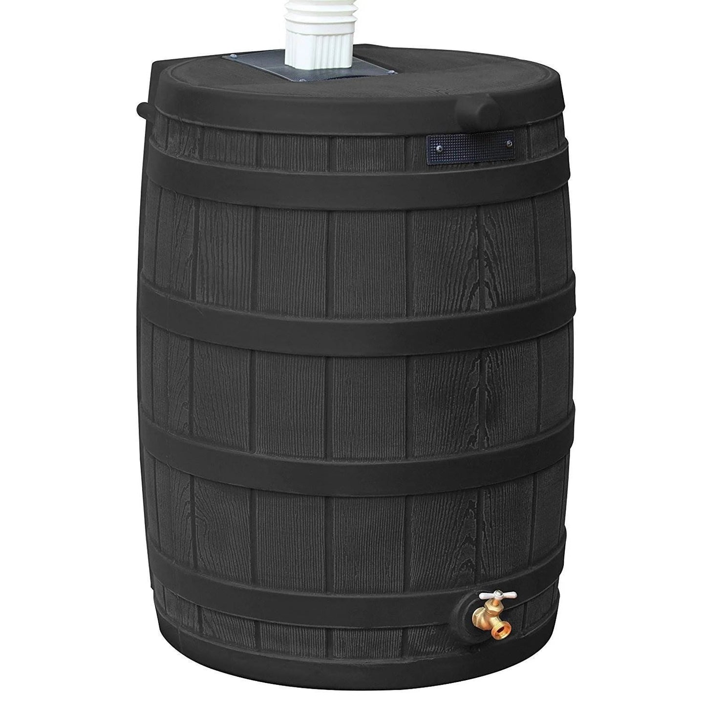 Rain Wizard 50 Gallon Plastic Rain Barrel Water Collector, Black