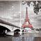 Paris Curtains, Eiffel Tower Bridge Capital City Cloudscape Monochrome Style Picture Print, Living Room Bedroom Window Drapes 2 Panel Set, 108" X 108", Dimgray and Salmon