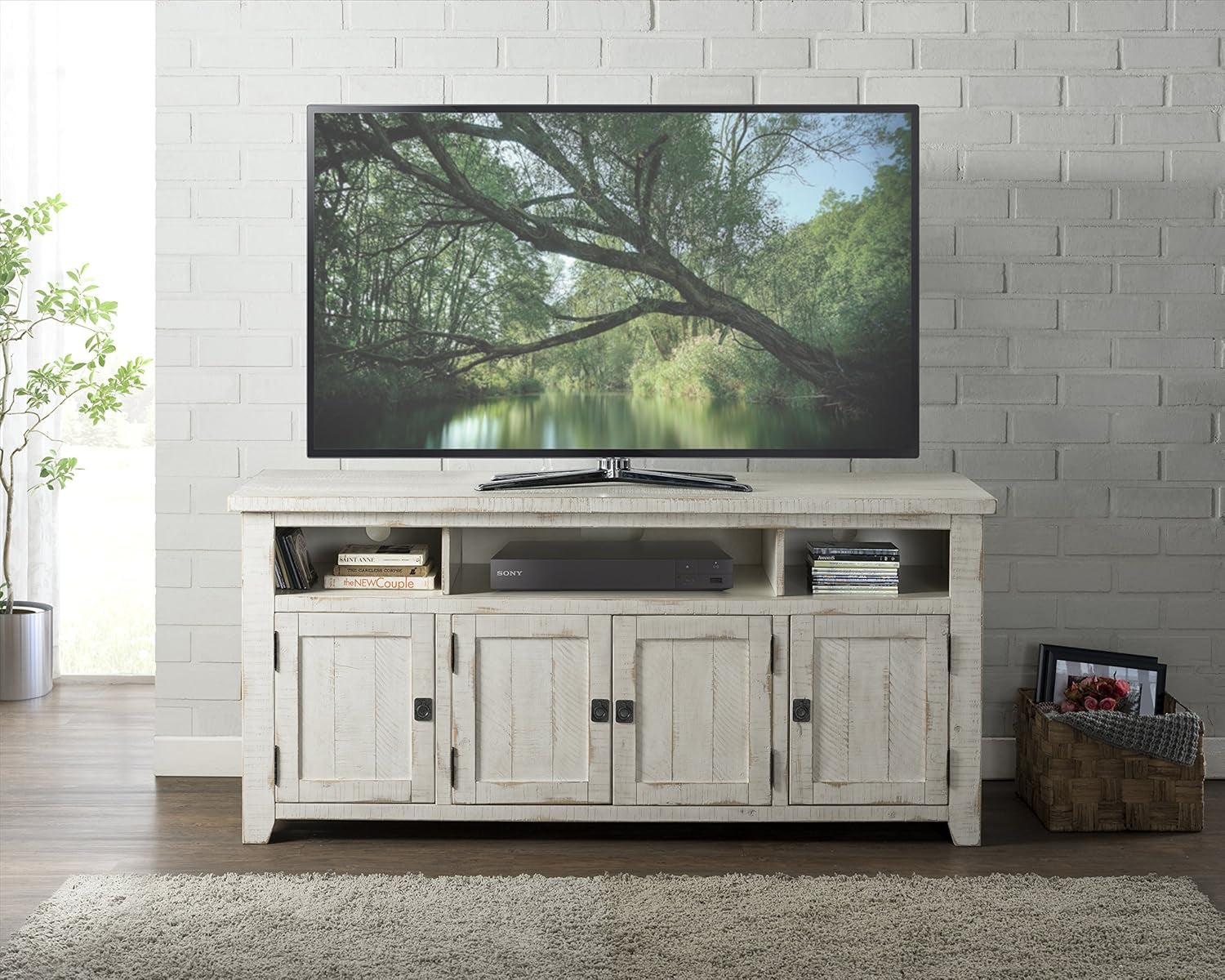 Nantucket 65" TV Stand, Antique White