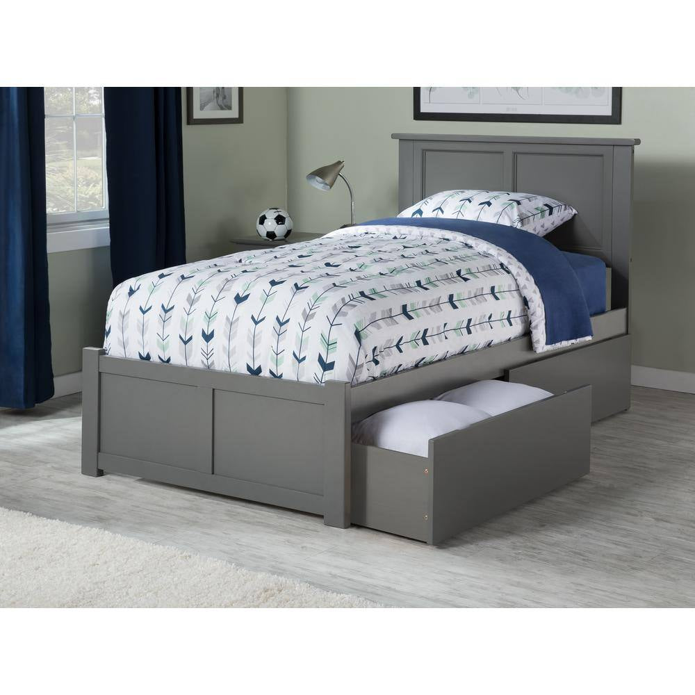 Madison Full Platform Bed with Flat Panel Foot Board and 2-Urban Bed Drawers in Espresso