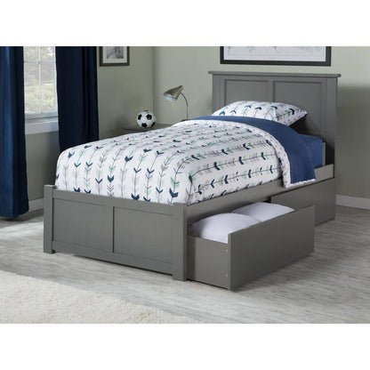 Madison Full Platform Bed with Flat Panel Foot Board and 2-Urban Bed Drawers in Espresso