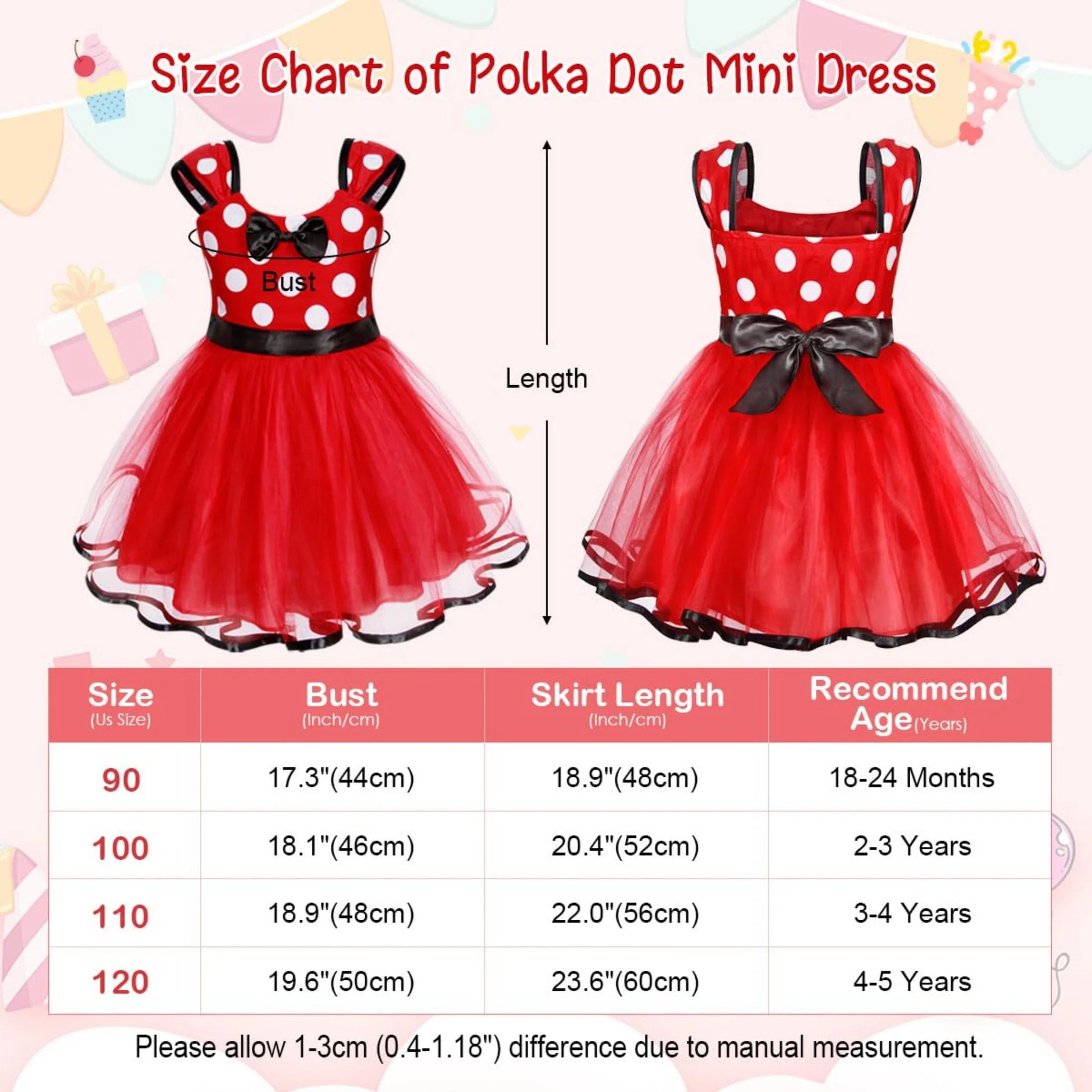 Mouse Minnie Costume Baby Fancy Dress up Princess Bowknot Tutu Tulle Xmas Cosplay Cute Birthday Party Outfits 110 CM 3-4 Years