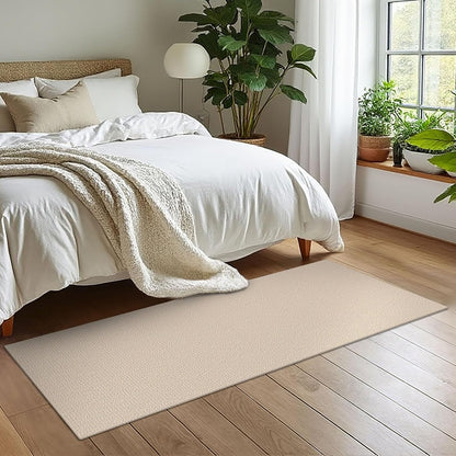 Washable Runner Rug 2X6 Ft Non Slip Runners for Hallways Cotton Rubber Backed Kitchen Runner Braided Indoor Floor Carpet Runners for Entryway, Hallway, Kitchen, Bedroom, Beige/White