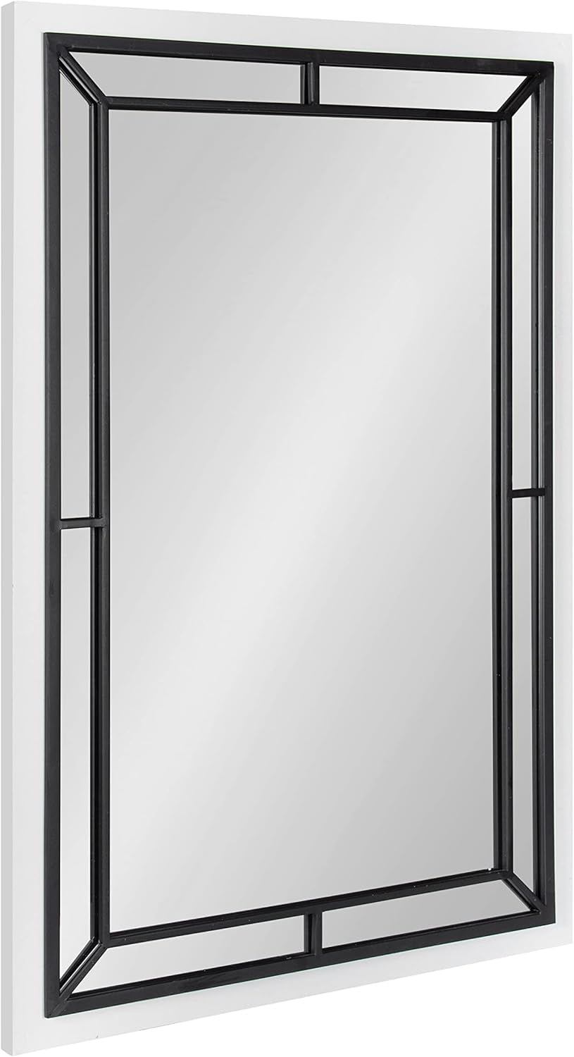 Audubon Modern Rectangle Wall Mirror, 24 X 36, White, Coastal Farmhouse Mirror for Wall