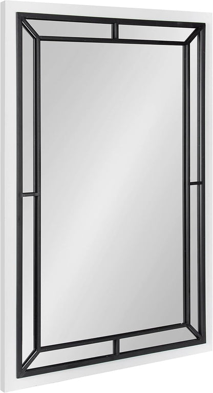 Audubon Modern Rectangle Wall Mirror, 24 X 36, White, Coastal Farmhouse Mirror for Wall