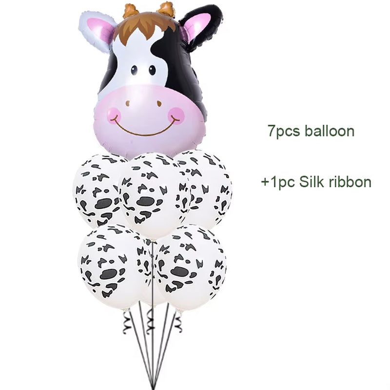 Farm Cow Theme Birthday Party Animal Party Cow Decoration Disposable Cups Plates Flags Tablecloth Baby Shower Balloon Decoration