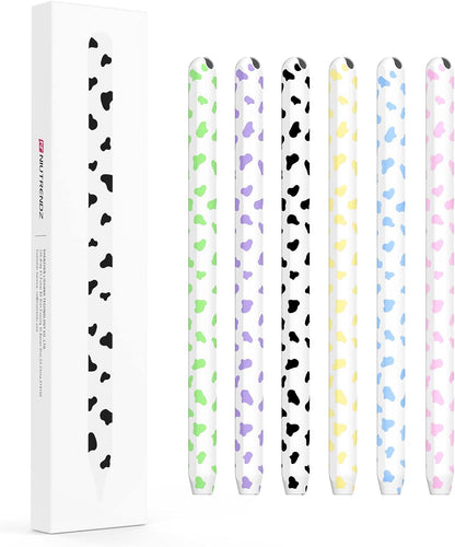 Cow Print Case for Apple Pencil 2Nd Generation Case Cover Silicone Protective Sleeve Skin Accessories with 10Pcs Apple Pencil Tips Cover (Black)