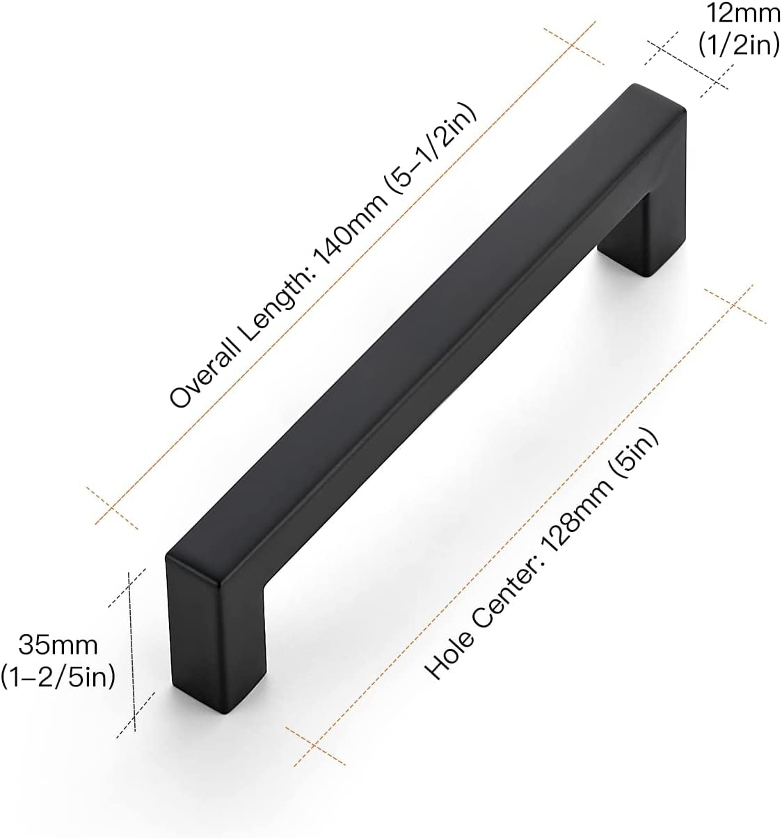 30 Pack 5 Inch Kitchen Square Cabinet Handles Matte Black Pulls Drawer Hardware for Cabinets Cupboard