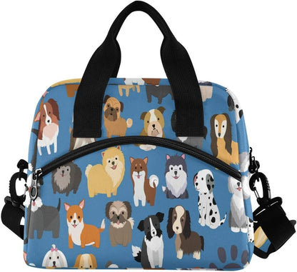 Dog and Puppy Set Lunch Bags for Women Cartoon Animal Lunch Tote Bag Lunch Box Water-Resistant Thermal Cooler Bag Lunch Organizer for Working Picnic Beach Sporting