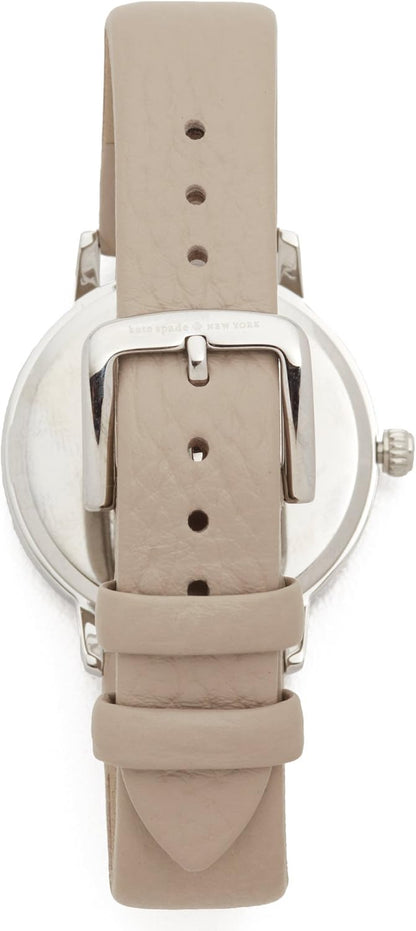 Women'S Metro Quartz Stainless Steel, Leather Three-Hand Watch, Color: Silver, Gray